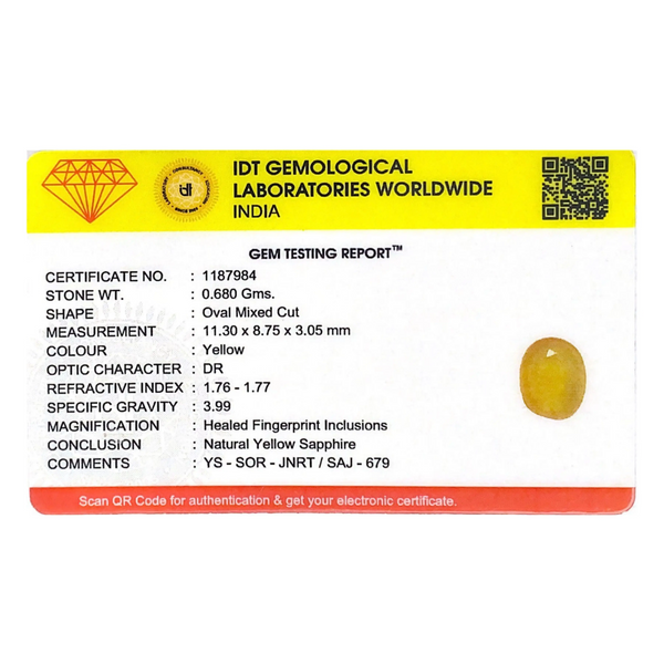 Yellow Sapphire - 3.4 Carat - Pramogh