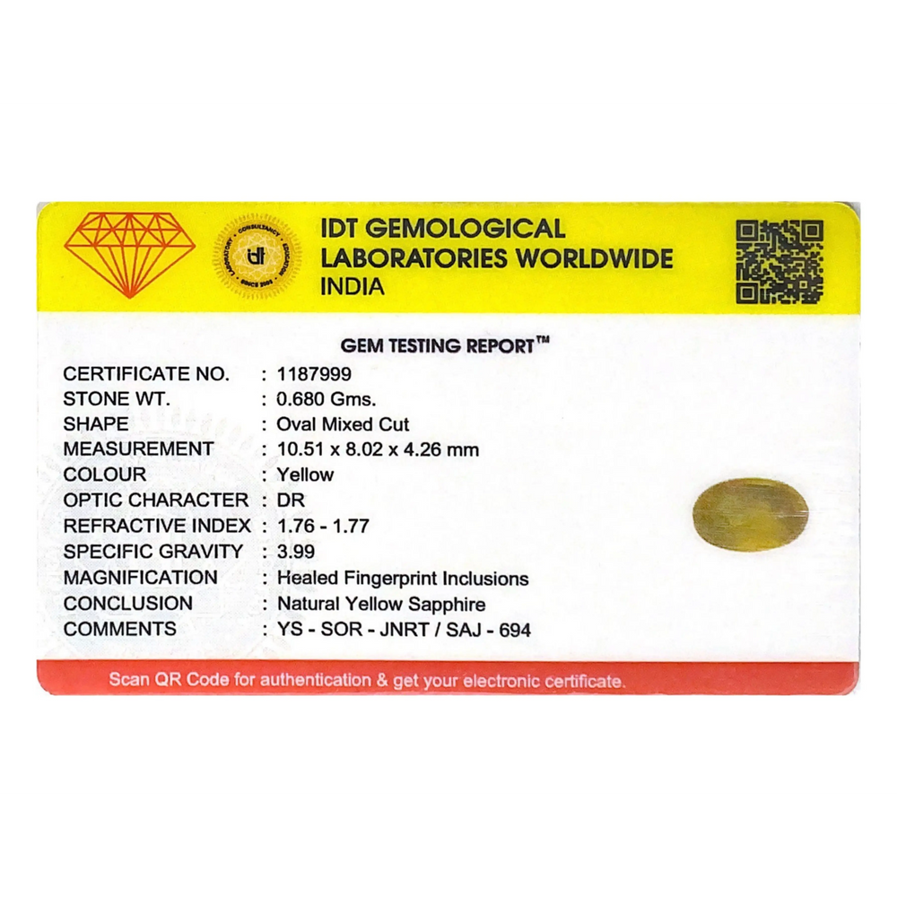 Yellow Sapphire - 3.4 Carat - Pramogh
