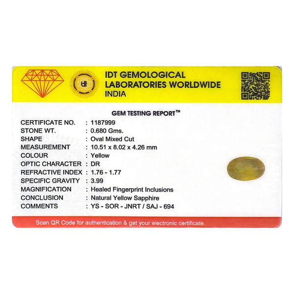 Yellow Sapphire - 3.4 Carat - Pramogh