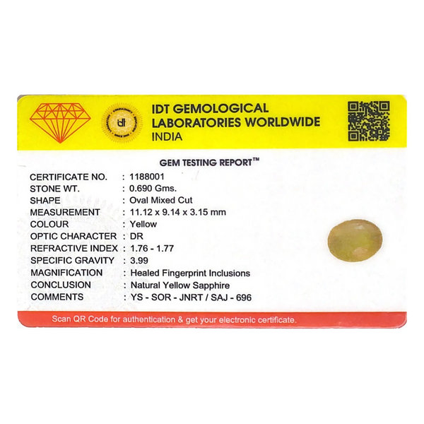 Yellow Sapphire - 3.45 Carat - Pramogh
