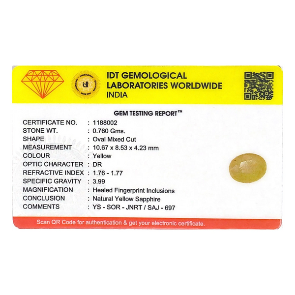 Yellow Sapphire - 3.8 Carat - Pramogh