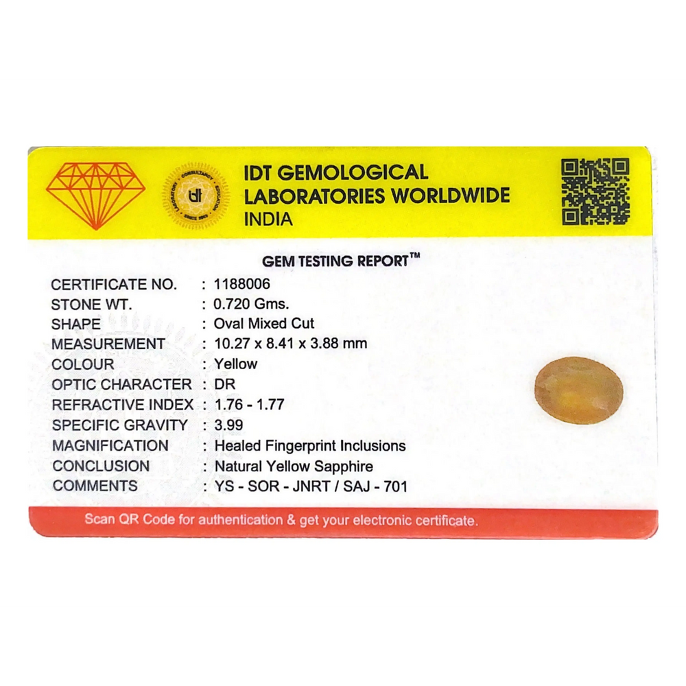Yellow Sapphire - 3.6 Carat - Pramogh