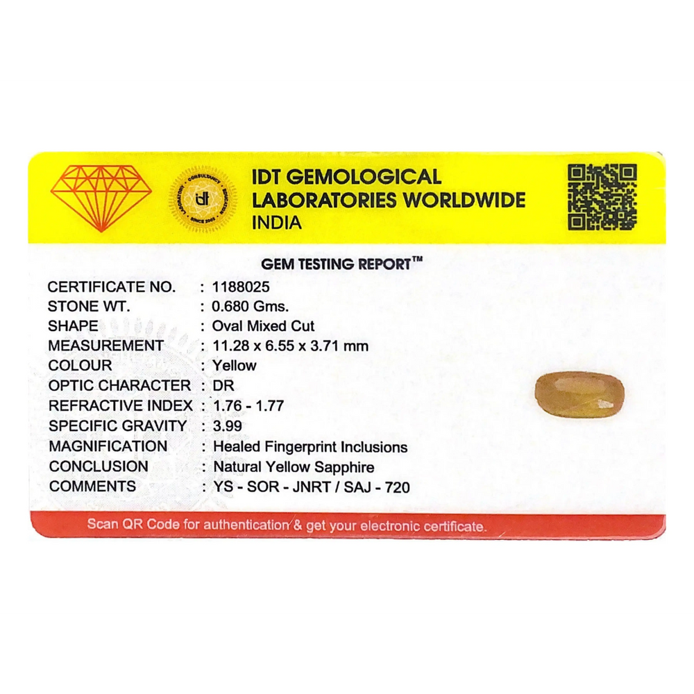Yellow Sapphire - 3.4 Carat - Pramogh
