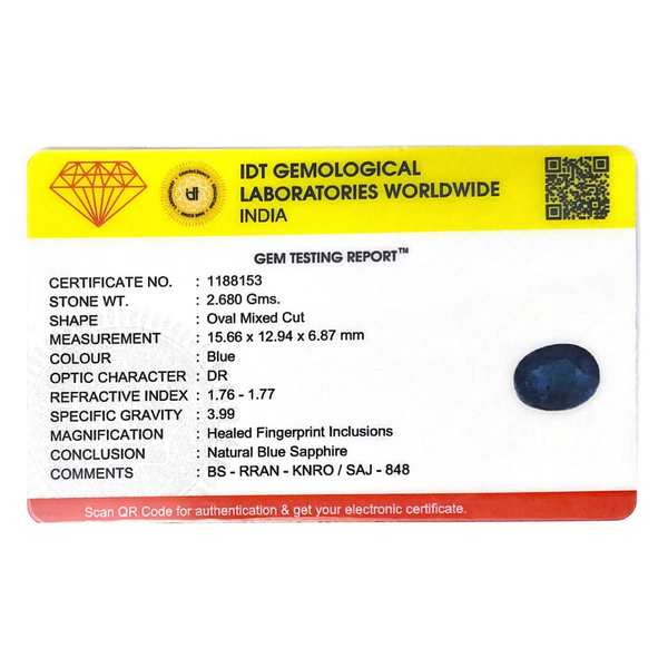 Blue Sapphire - 13.4 Carat