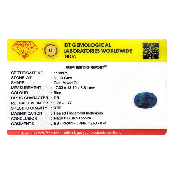 Blue Sapphire - 15.55 Carat