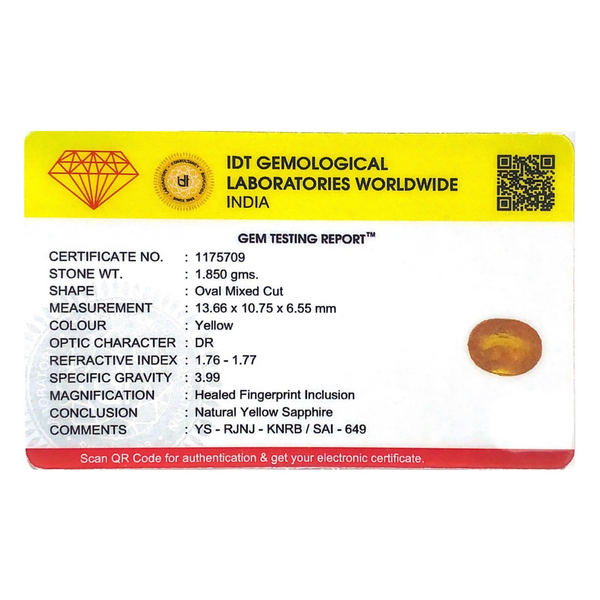 Yellow Sapphire - 9.25 Carat