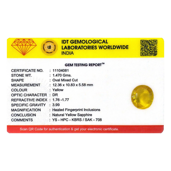 Yellow Sapphire - 7.35 Carat