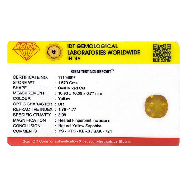 Yellow Sapphire - 7.85 Carat