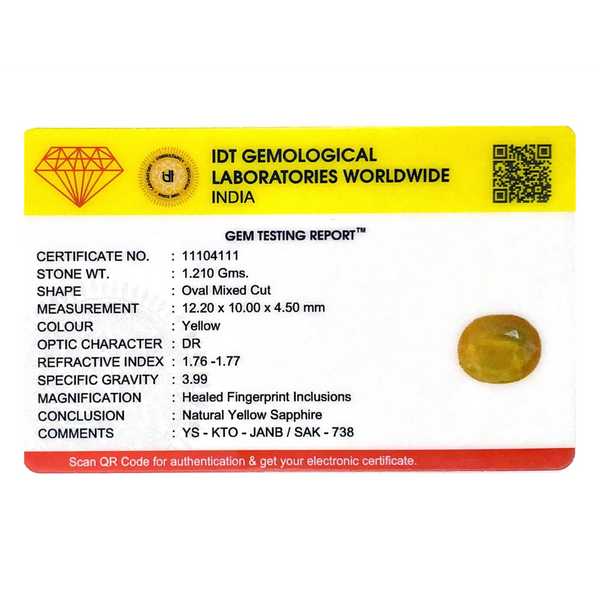 Yellow Sapphire - 6.05 Carat