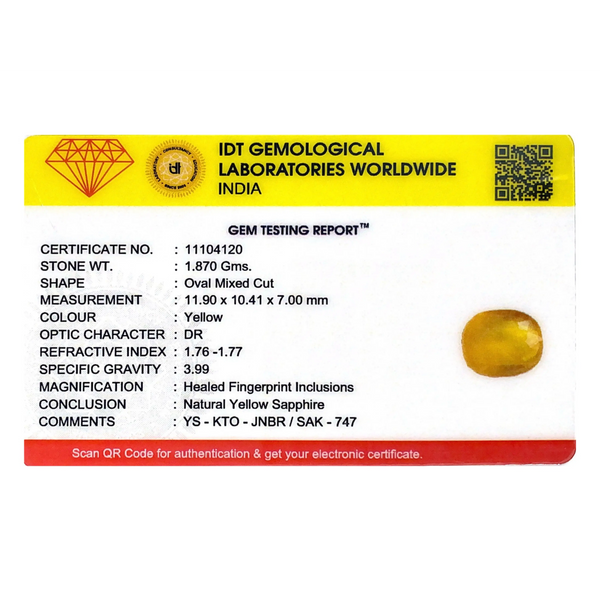 Yellow Sapphire - 9.35 Carat