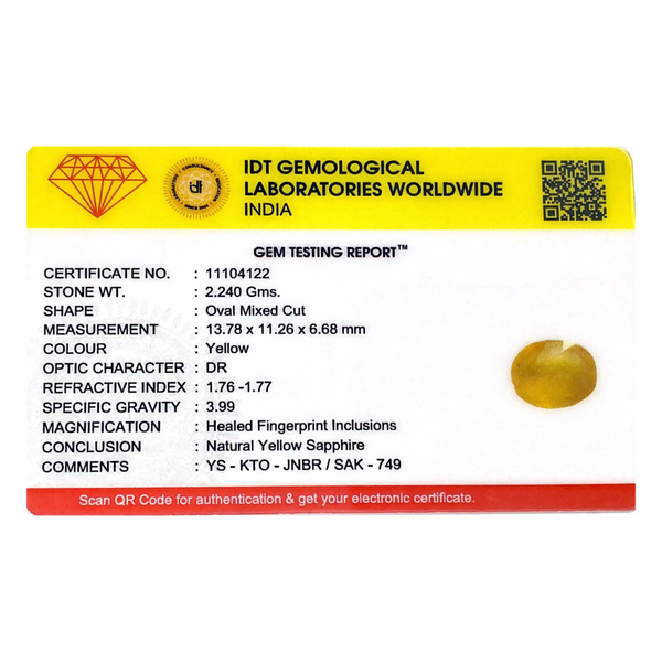 Yellow Sapphire - 11.2 Carat
