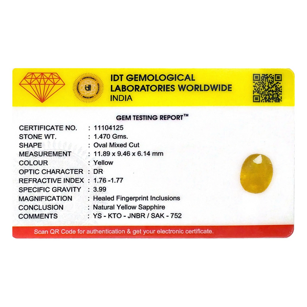 Yellow Sapphire - 7.35 Carat