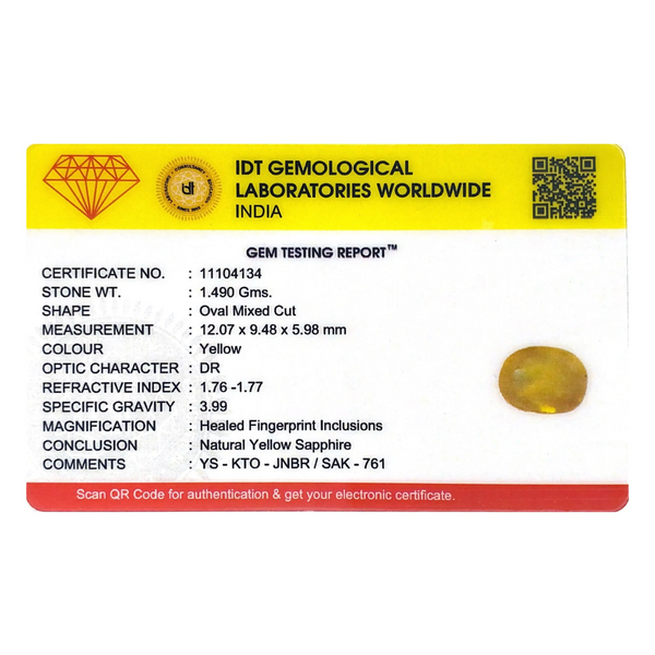 Yellow Sapphire - 7.45 Carat