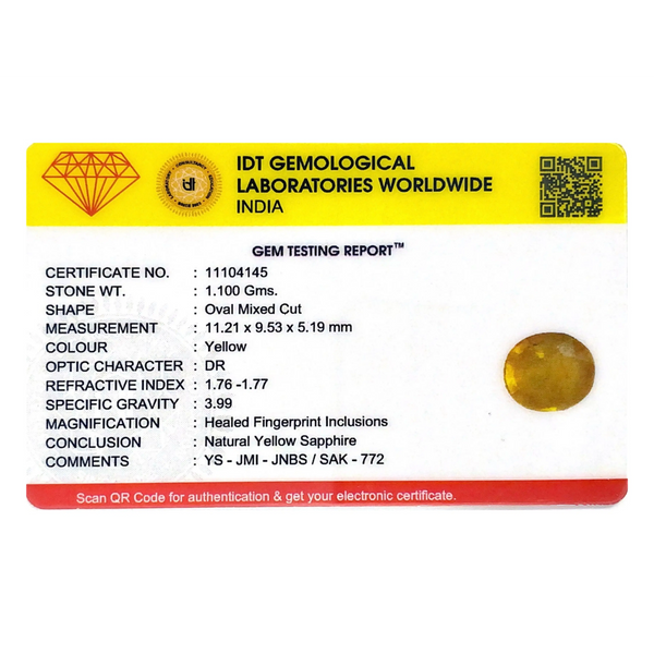 Yellow Sapphire - 10.8 Carat