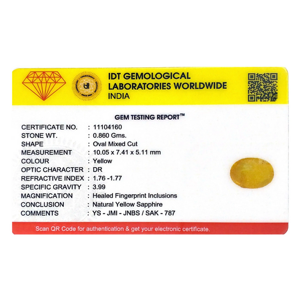 Yellow Sapphire - 4.3 Carat