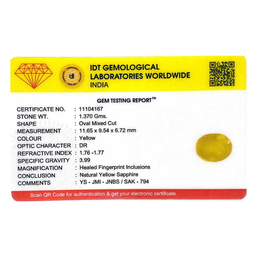 Yellow Sapphire - 6.85 Carat
