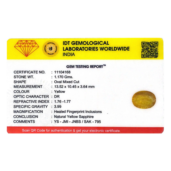 Yellow Sapphire - 5.85 Carat