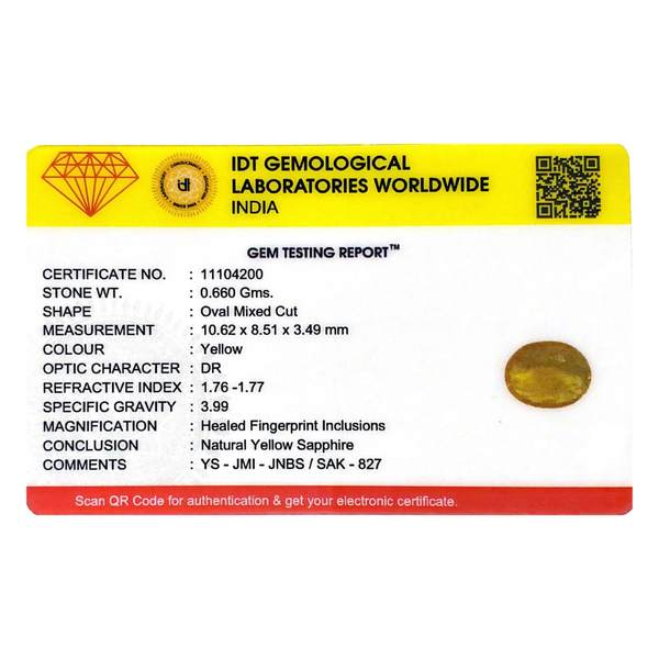 Yellow Sapphire - 3.3 Carat