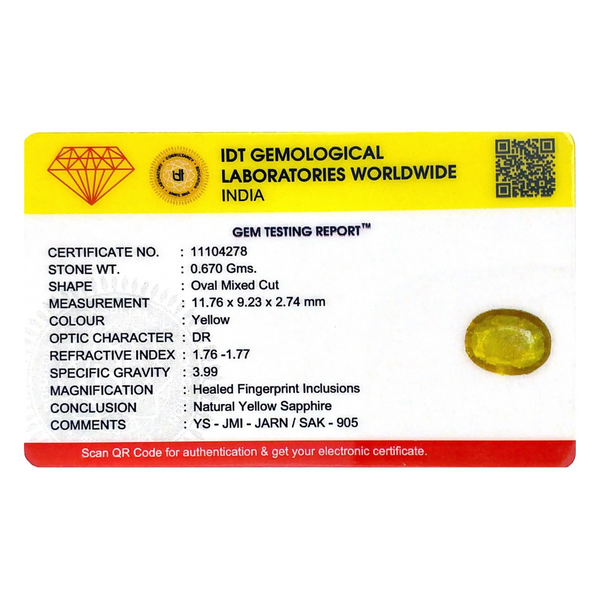 Yellow Sapphire - 3.35 Carat