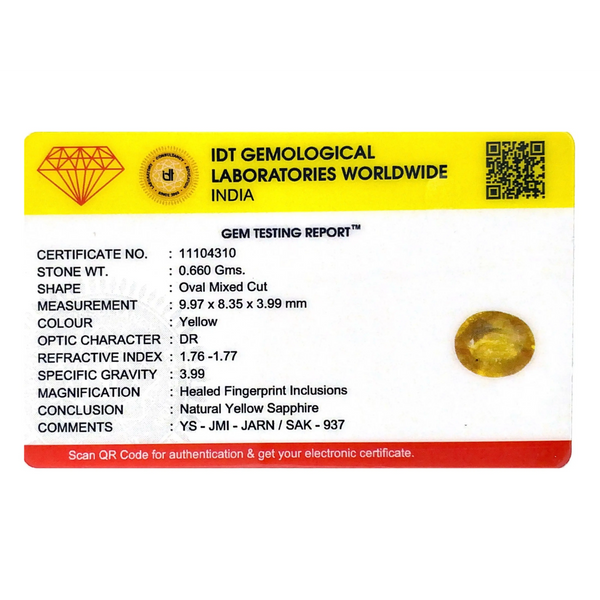 Yellow Sapphire - 3.3 Carat