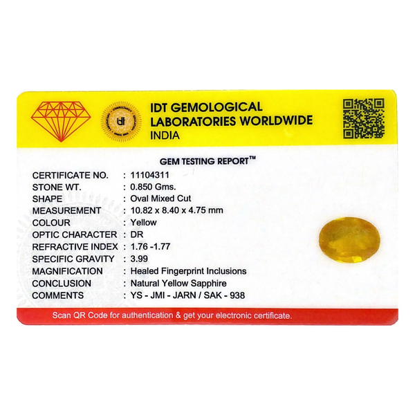 Yellow Sapphire - 4.25 Carat