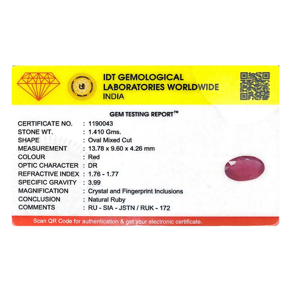 Ruby - 7.05 Carat