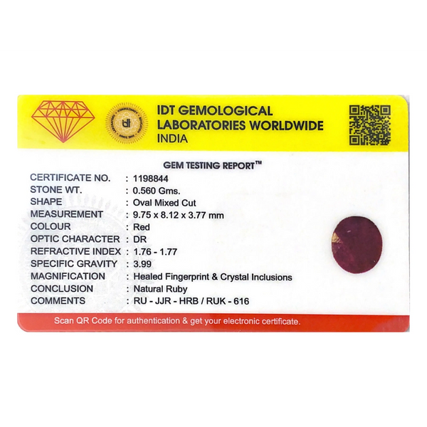 Ruby - 2.8 Carat