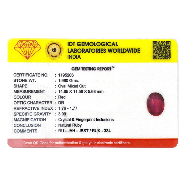 Ruby - 9.8 Carat