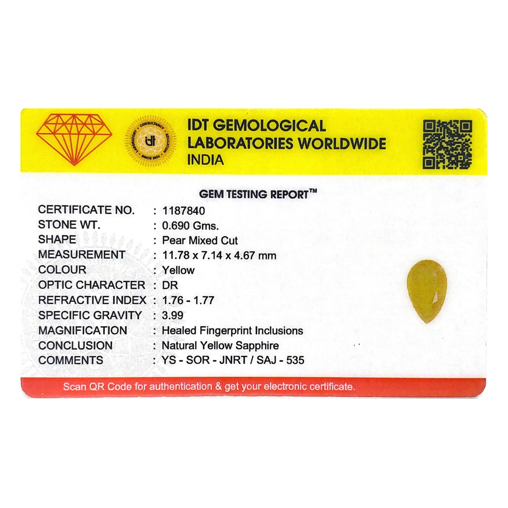 Yellow Sapphire - 3.45 Carat - Pramogh