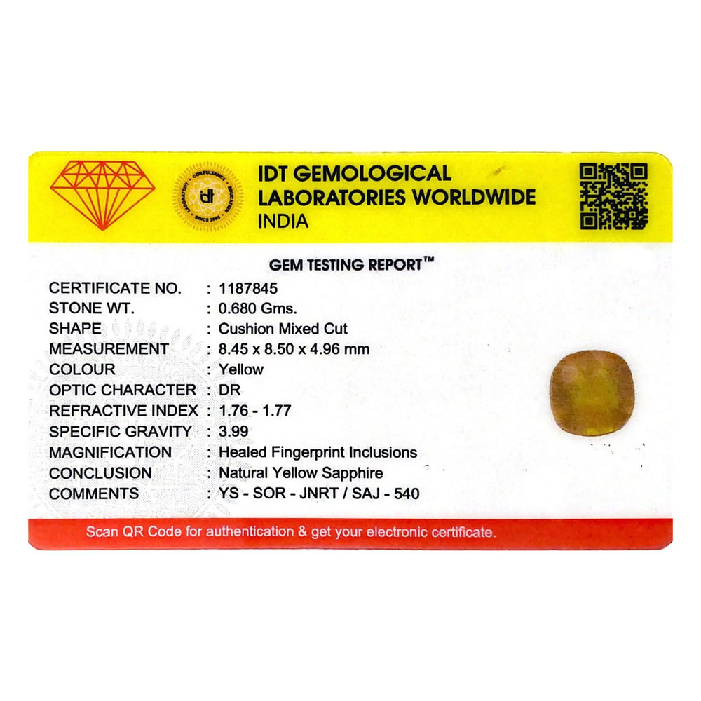 Yellow Sapphire - 3.4 Carat - Pramogh