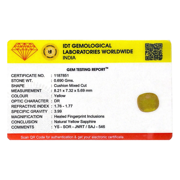 Yellow Sapphire - 3.45 Carat - Pramogh