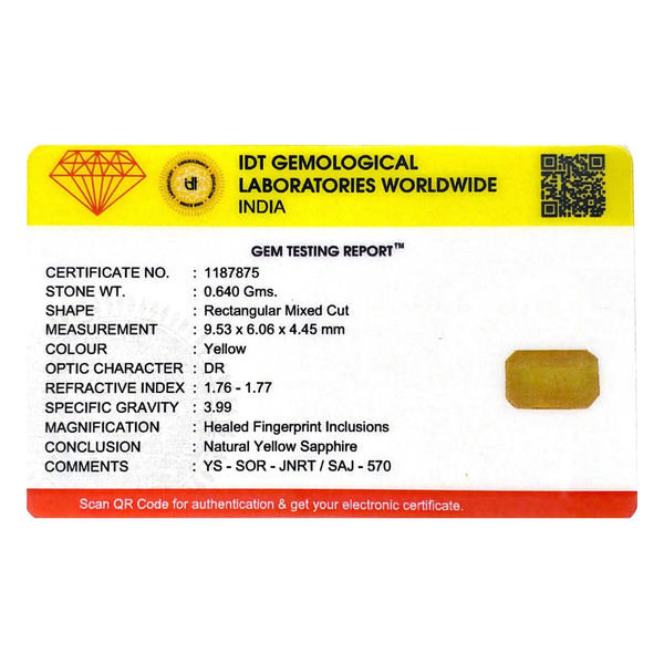 Yellow Sapphire - 3.2 Carat - Pramogh