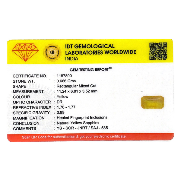 Yellow Sapphire - 3.33 Carat - Pramogh