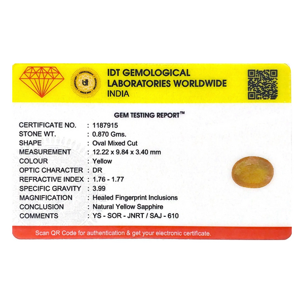 Yellow Sapphire - 4.35 Carat - Pramogh