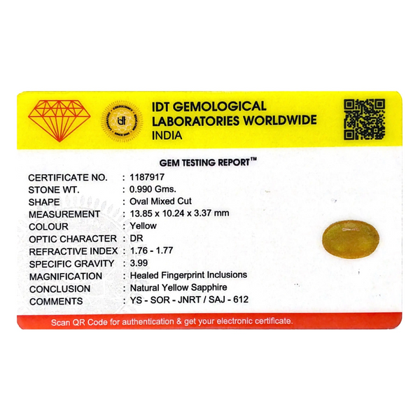 Yellow Sapphire - 4.95 Carat - Pramogh