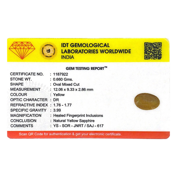 Yellow Sapphire - 3.3 Carat - Pramogh