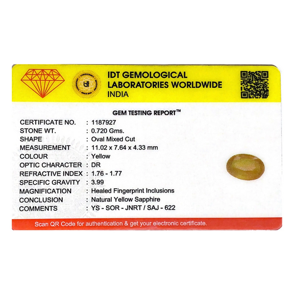 Yellow Sapphire - 3.6 Carat - Pramogh
