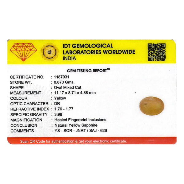 Yellow Sapphire - 4.35 Carat - Pramogh