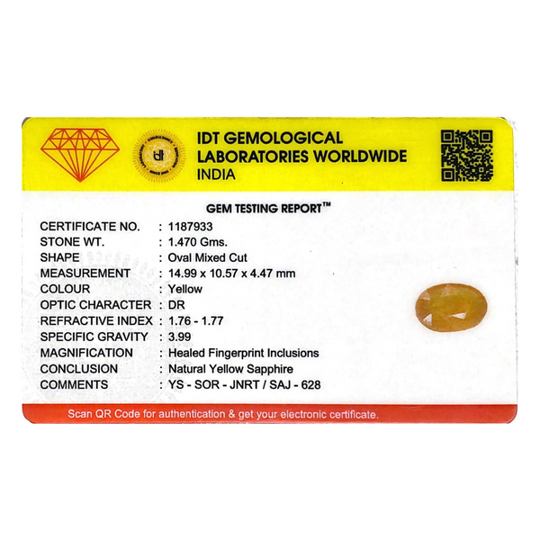 Yellow Sapphire - 7.35 Carat - Pramogh
