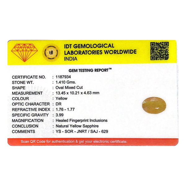 Yellow Sapphire - 7.05 Carat - Pramogh