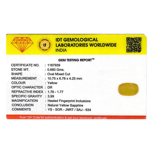 Yellow Sapphire - 3.3 Carat - Pramogh