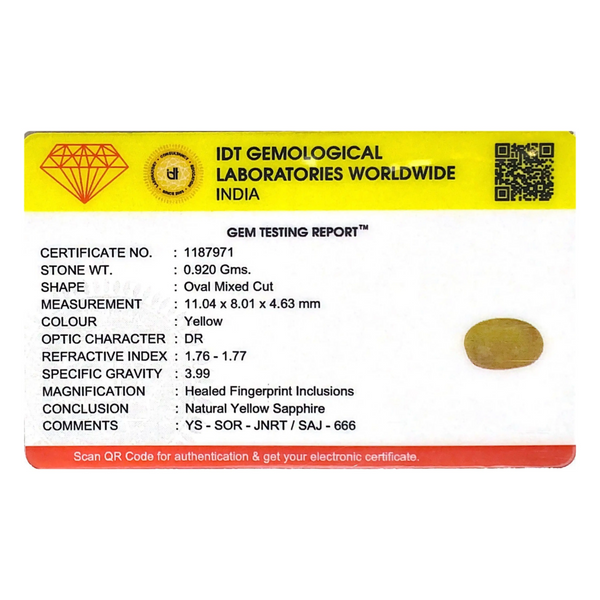Yellow Sapphire - 4.6 Carat - Pramogh