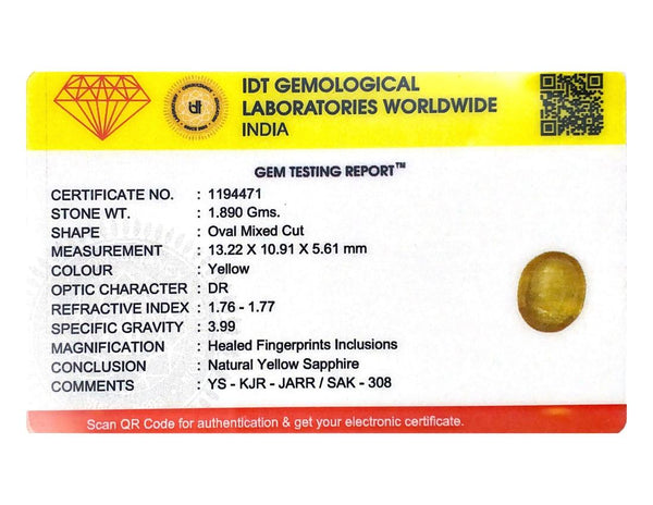 Yellow Sapphire - 9.45 Carat