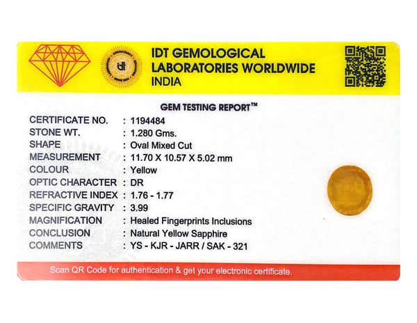 Yellow Sapphire - 6.4 Carat