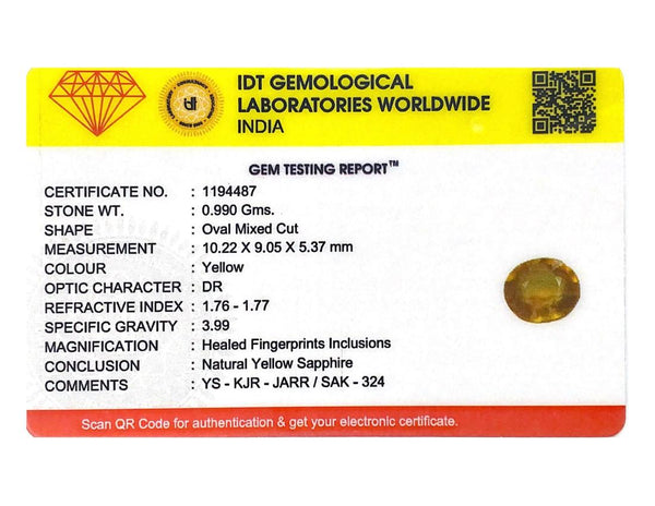 Yellow Sapphire - 4.95 Carat