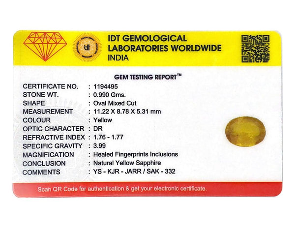 Yellow Sapphire - 4.95 Carat