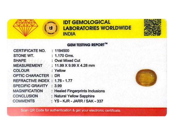 Yellow Sapphire - 5.85 Carat