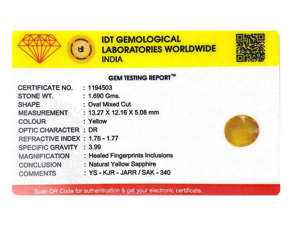 Yellow Sapphire - 8.45 Carat