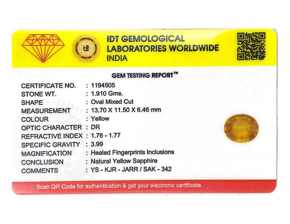 Yellow Sapphire - 9.55 Carat