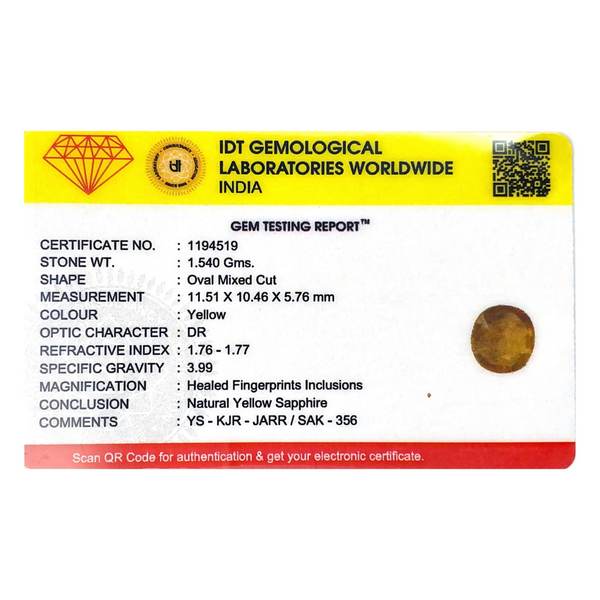 Yellow Sapphire - 7.7 Carat